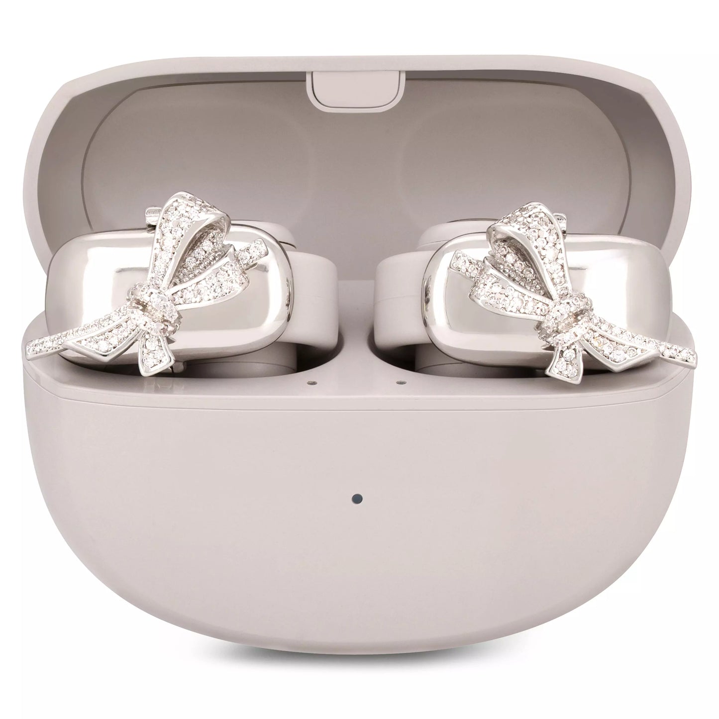 UltraCareX EarBud Cases for HUAWEI FreeClip – Elegant & Luxurious Design - Diamond Open Earbuds Accessories, Silver Bowknot
