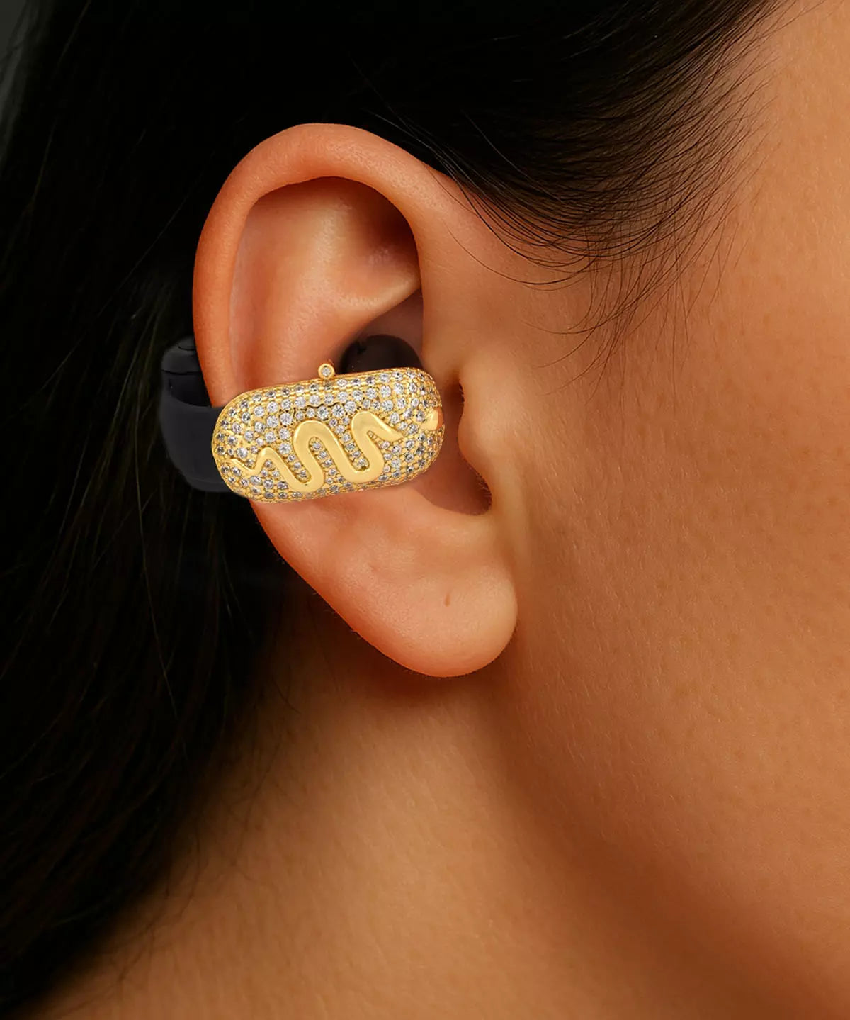 UltraCareX EarBud Cases for HUAWEI FreeClip – Elegant & Luxurious Design - Diamond Open Earbuds Accessories Bowknot,Golden Snake