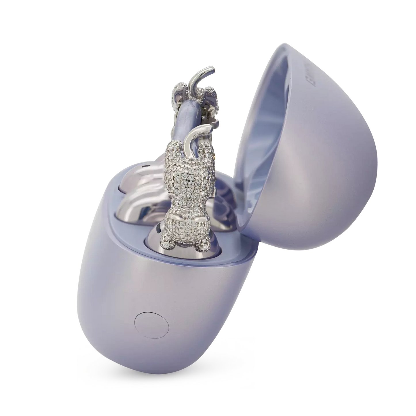 UltraCareX Open Earbud Charms - Hug Cat Diamond Jewelry for HUAWEI FreeClip, Ear-clip earbuds, Clip Earbuds Decorative Accessory, White