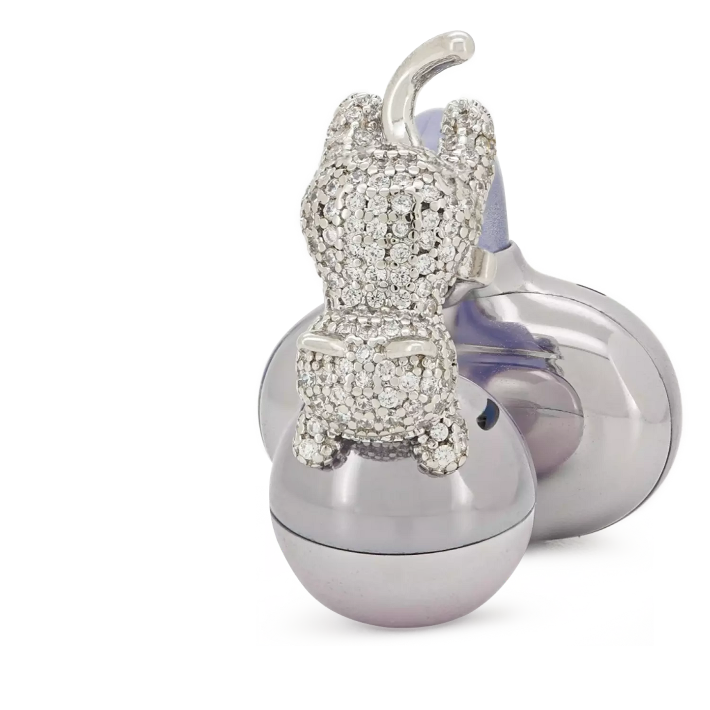 UltraCareX Open Earbud Charms - Hug Cat Diamond Jewelry for HUAWEI FreeClip, Ear-clip earbuds, Clip Earbuds Decorative Accessory, White
