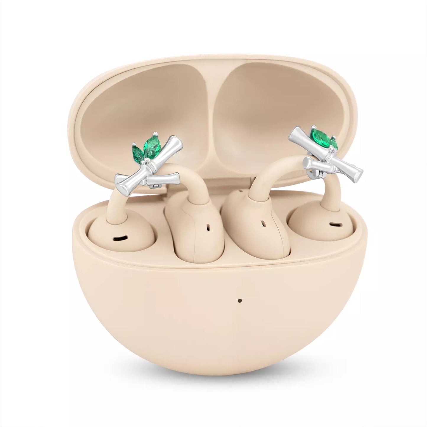 UltraCareX Open Earbud Charms - Bamboo Diamond Jewelry for HUAWEI FreeClip, Ear-clip earbuds, Clip Earbuds Decorative Accessory, Green