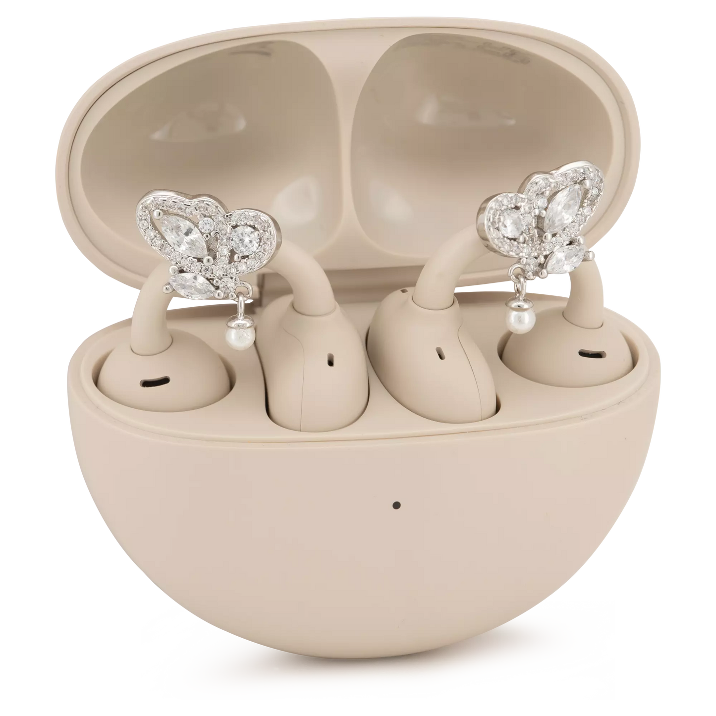 UltraCareX Open Earbud Charms - Butterfly Pearl Diamond Jewelry for HUAWEI FreeClip, Ear-clip earbuds, Clip Earbuds Decorative Accessory, Silver
