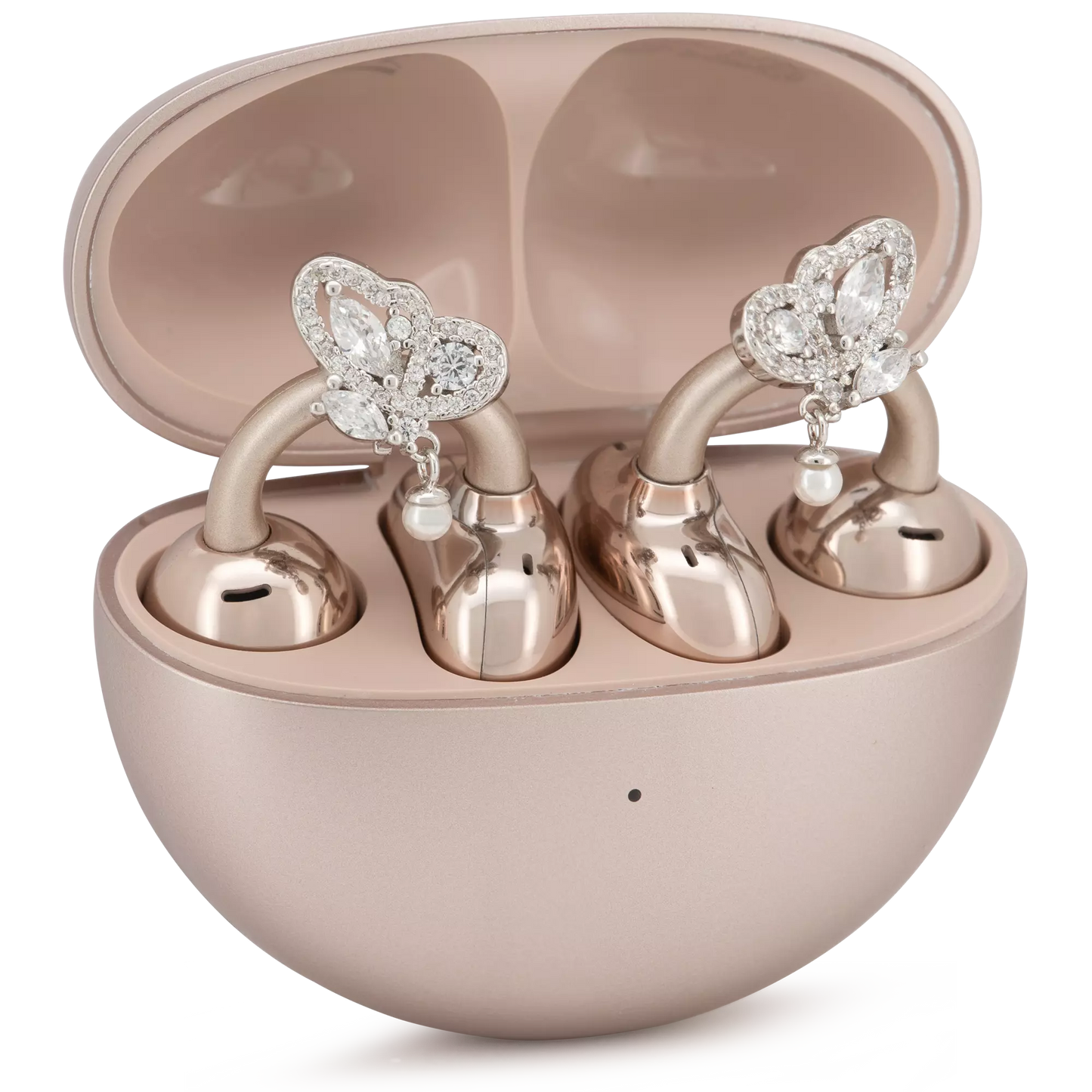 UltraCareX Open Earbud Charms - Butterfly Pearl Diamond Jewelry for HUAWEI FreeClip, Ear-clip earbuds, Clip Earbuds Decorative Accessory, Silver