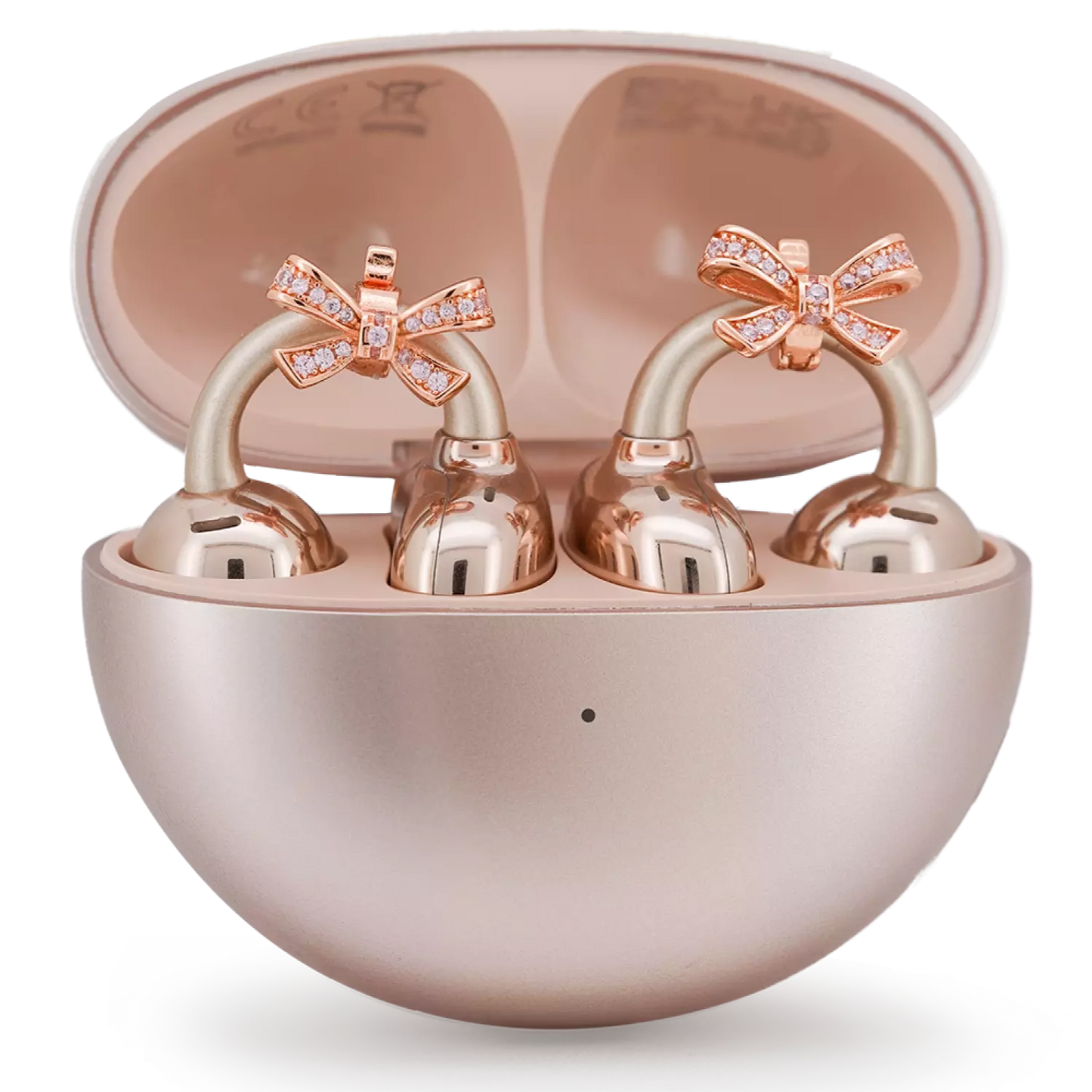 UltraCareX Open Earbud Charms - Cute Bow Tie Diamond Jewelry for HUAWEI FreeClip, Ear-clip earbuds, Clip Earbuds Decorative Accessory, Rose Gold