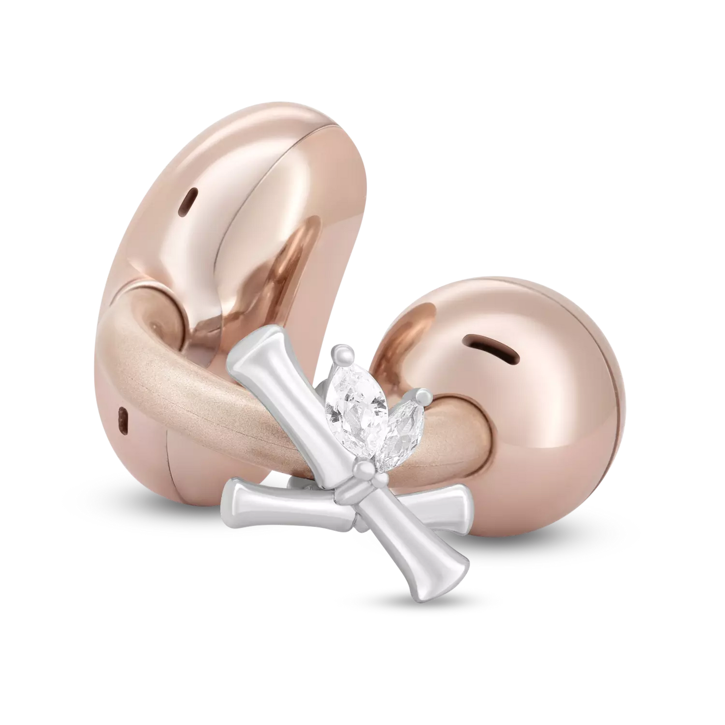 UltraCareX Open Earbud Charms - Bamboo Diamond Jewelry for HUAWEI FreeClip, Ear-clip earbuds, Clip Earbuds Decorative Accessory, Silver