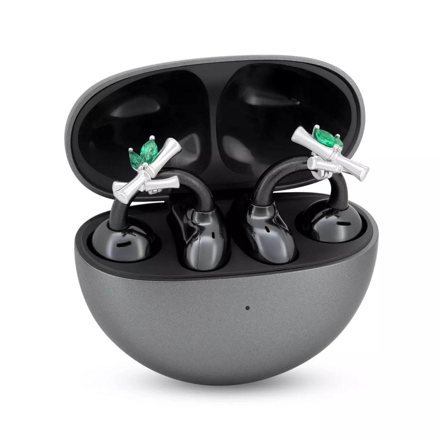 UltraCareX Open Earbud Charms - Bamboo Diamond Jewelry for HUAWEI FreeClip, Ear-clip earbuds, Clip Earbuds Decorative Accessory, Green