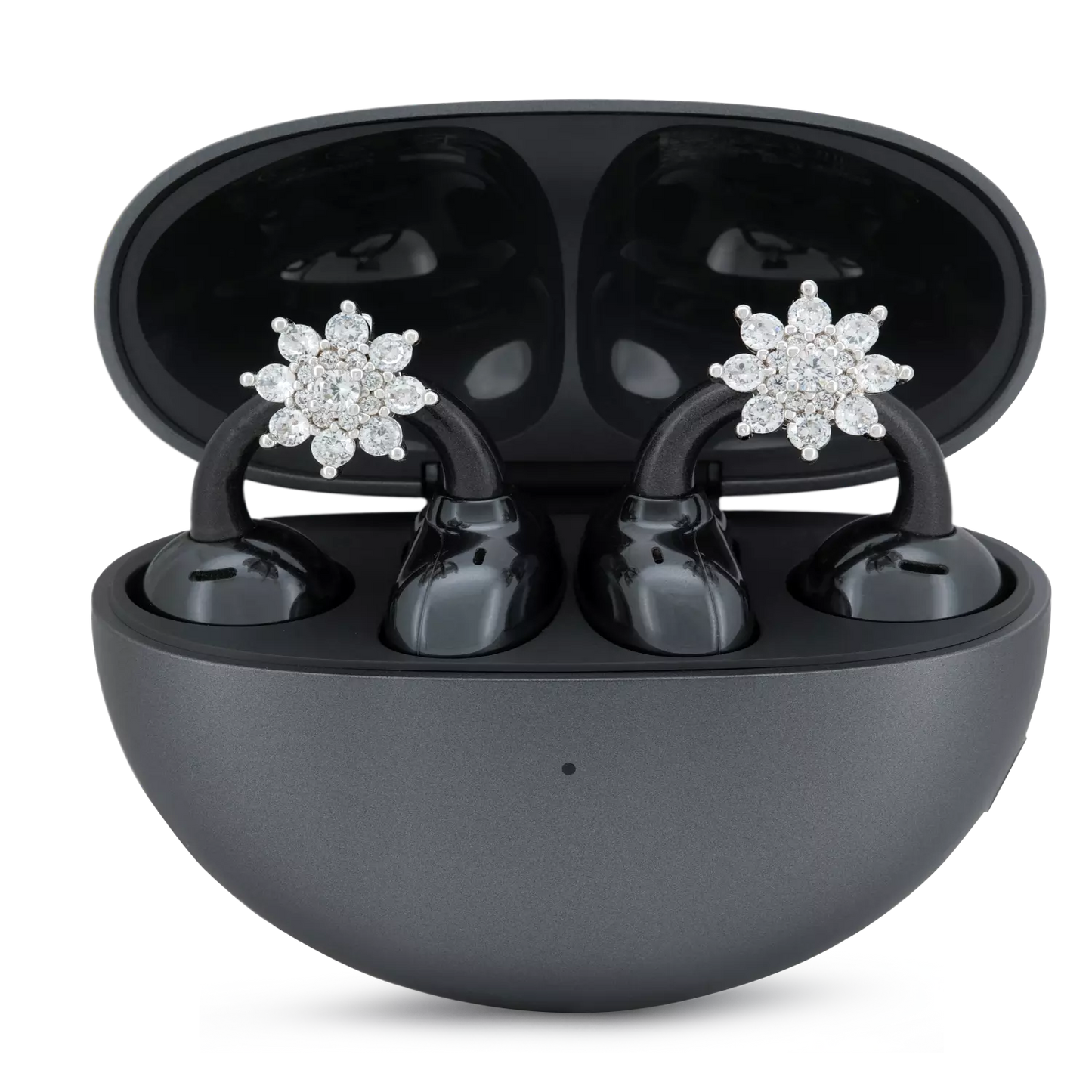 UltraCareX Open Earbud Charms - Lotus Diamond Jewelry for HUAWEI FreeClip, Ear-clip earbuds, Clip Earbuds Decorative Accessory, Silver