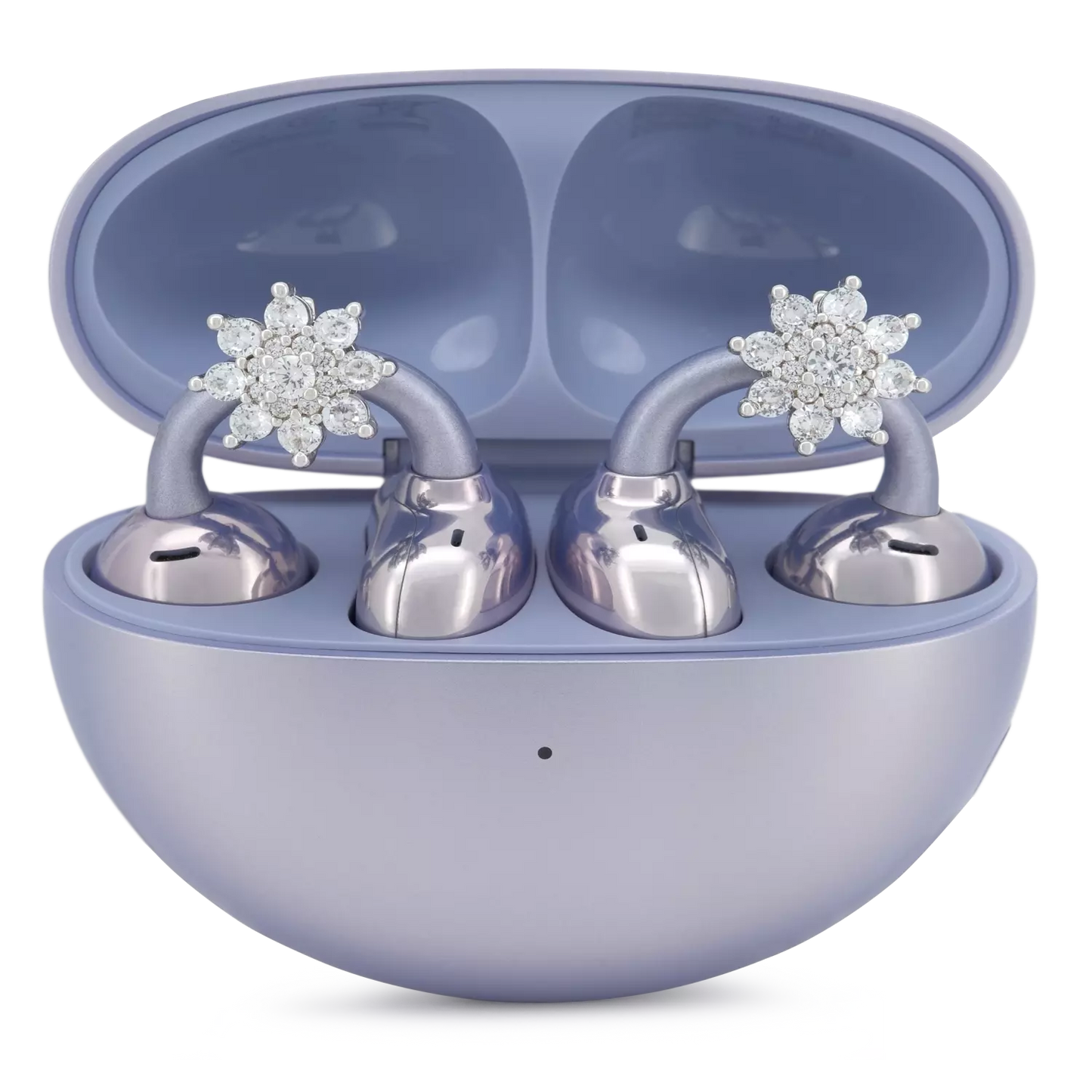 UltraCareX Open Earbud Charms - Lotus Diamond Jewelry for HUAWEI FreeClip, Ear-clip earbuds, Clip Earbuds Decorative Accessory, Silver