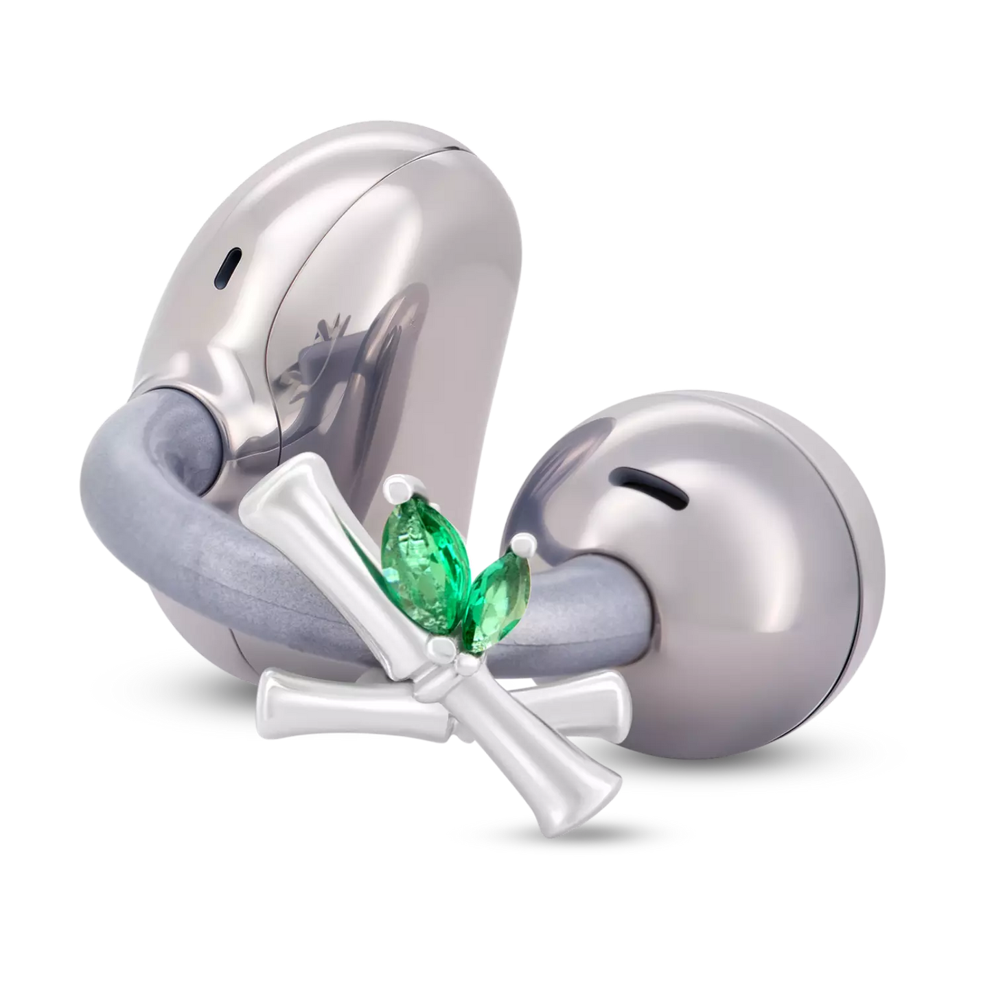 UltraCareX Open Earbud Charms - Bamboo Diamond Jewelry for HUAWEI FreeClip, Ear-clip earbuds, Clip Earbuds Decorative Accessory, Green
