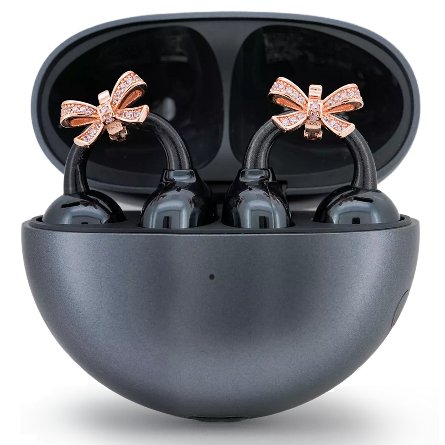 UltraCareX Open Earbud Charms - Cute Bow Tie Diamond Jewelry for HUAWEI FreeClip, Ear-clip earbuds, Clip Earbuds Decorative Accessory, Rose Gold