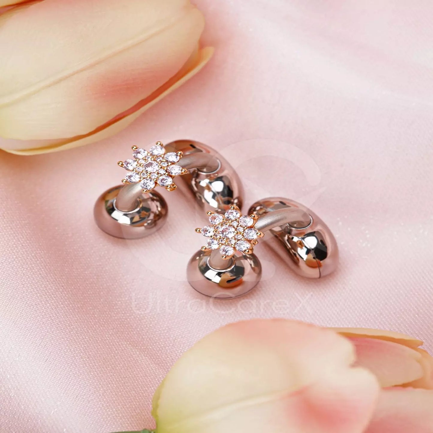 UltraCareX Open Earbud Charms - Lotus Diamond Jewelry for HUAWEI FreeClip, Ear-clip earbuds, Clip Earbuds Decorative Accessory, Gold