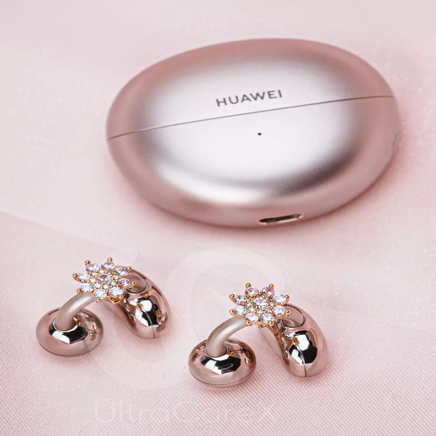 UltraCareX Open Earbud Charms - Lotus Diamond Jewelry for HUAWEI FreeClip, Ear-clip earbuds, Clip Earbuds Decorative Accessory, Silver