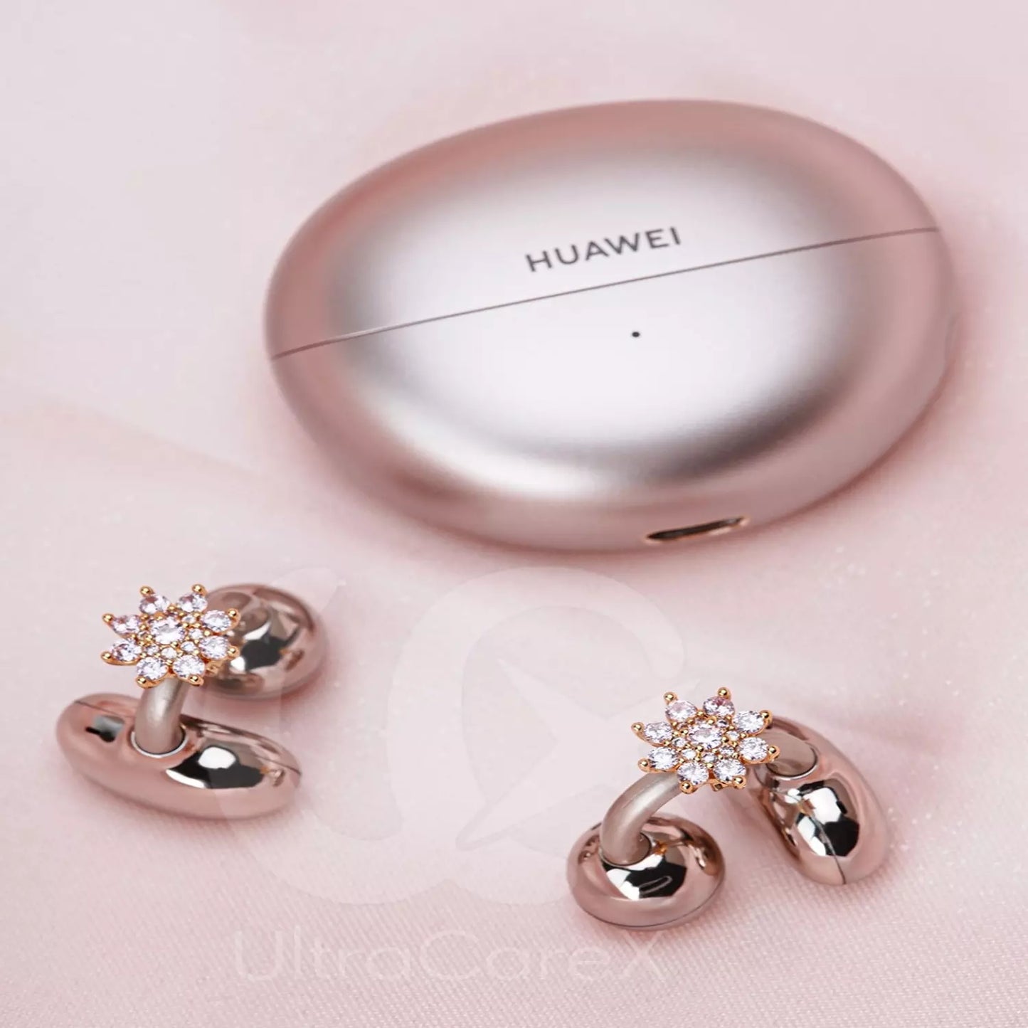 UltraCareX Open Earbud Charms - Lotus Diamond Jewelry for HUAWEI FreeClip, Ear-clip earbuds, Clip Earbuds Decorative Accessory, Gold