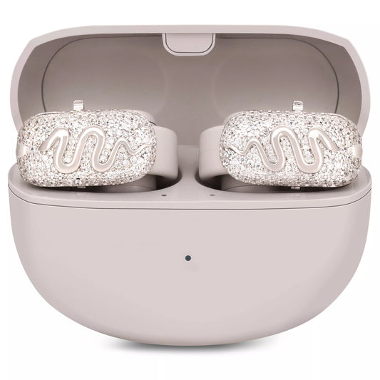 UltraCareX EarBud Cases for HUAWEI FreeClip –   Elegant & Luxurious Design - Diamond Open Earbuds Accessories Bowknot，Silver Snake