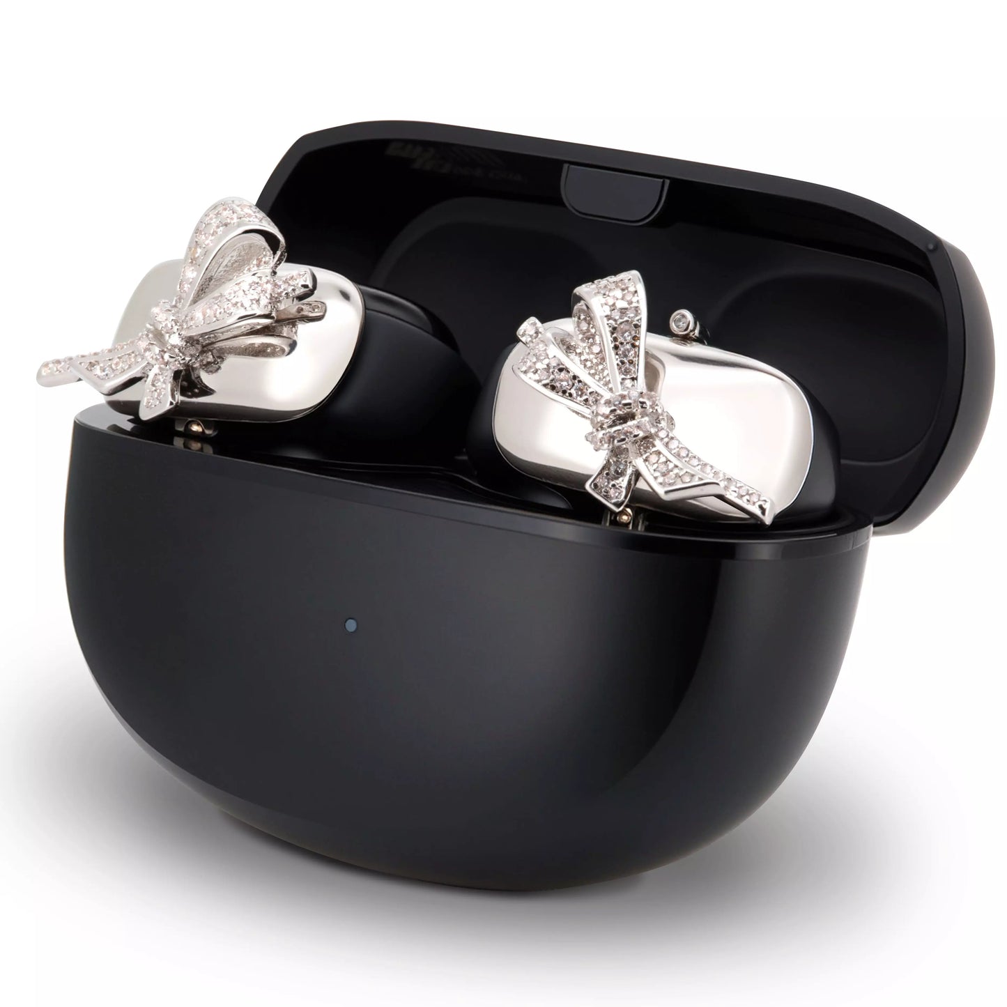 UltraCareX EarBud Cases for HUAWEI FreeClip –   Elegant & Luxurious Design - Diamond Open Earbuds Accessories, Silver Bowknot