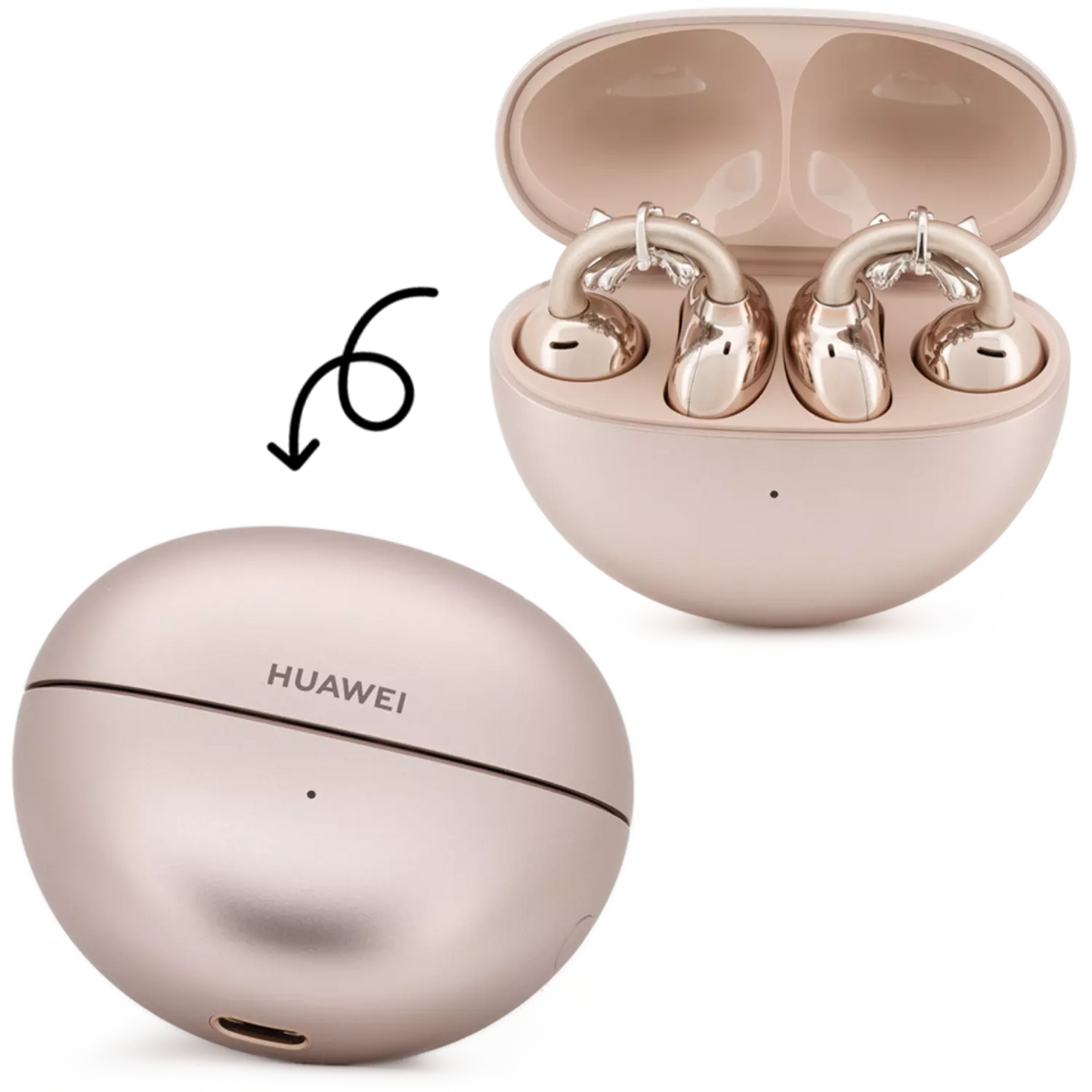 UltraCareX Open Earbud Charms - Cute Bow Tie Diamond Jewelry for HUAWEI FreeClip, Ear-clip earbuds, Clip Earbuds Decorative Accessory, Rose Gold