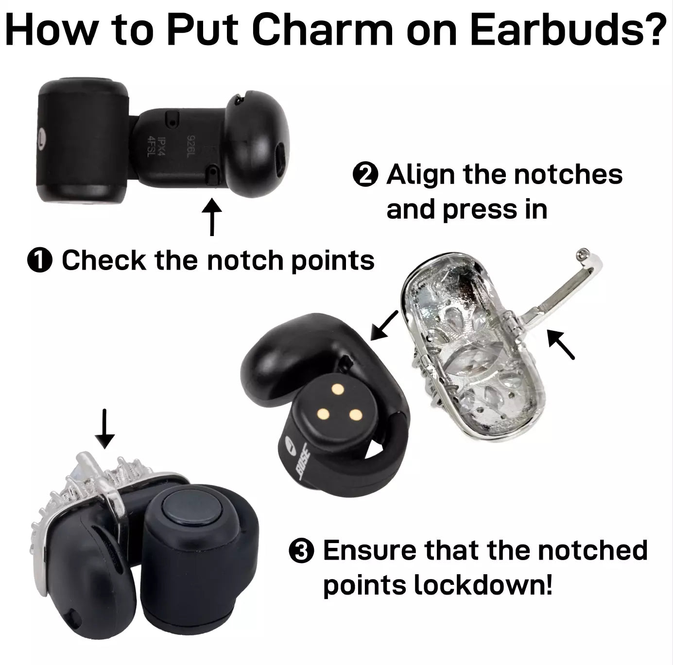 UltraCareX EarBud Cases (Black Lightning) for HUAWEI FreeClip –   Elegant & Luxurious Design - Diamond Open Earbuds Accessories Bowknot