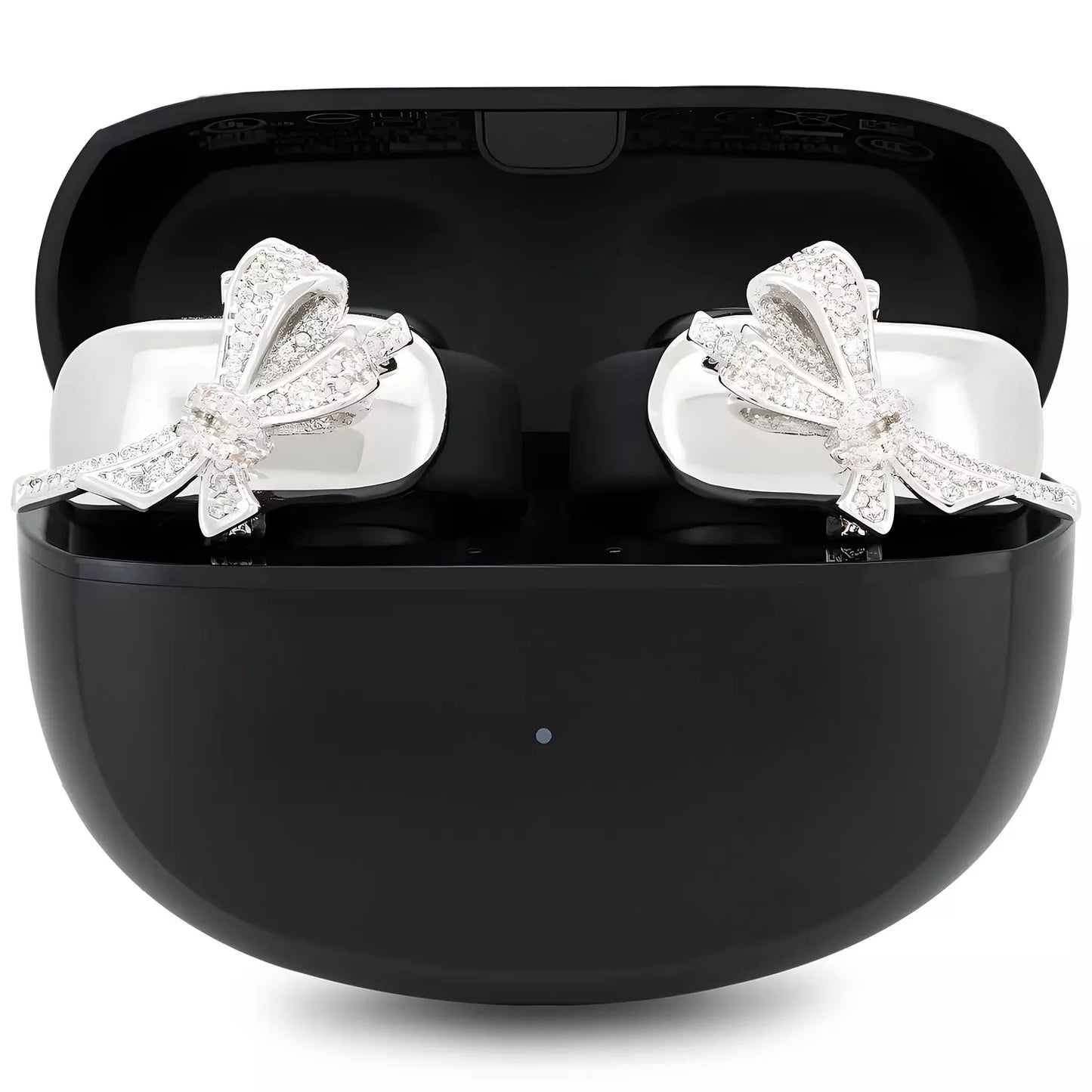 UltraCareX EarBud Cases for HUAWEI FreeClip –   Elegant & Luxurious Design - Diamond Open Earbuds Accessories, Silver Bowknot