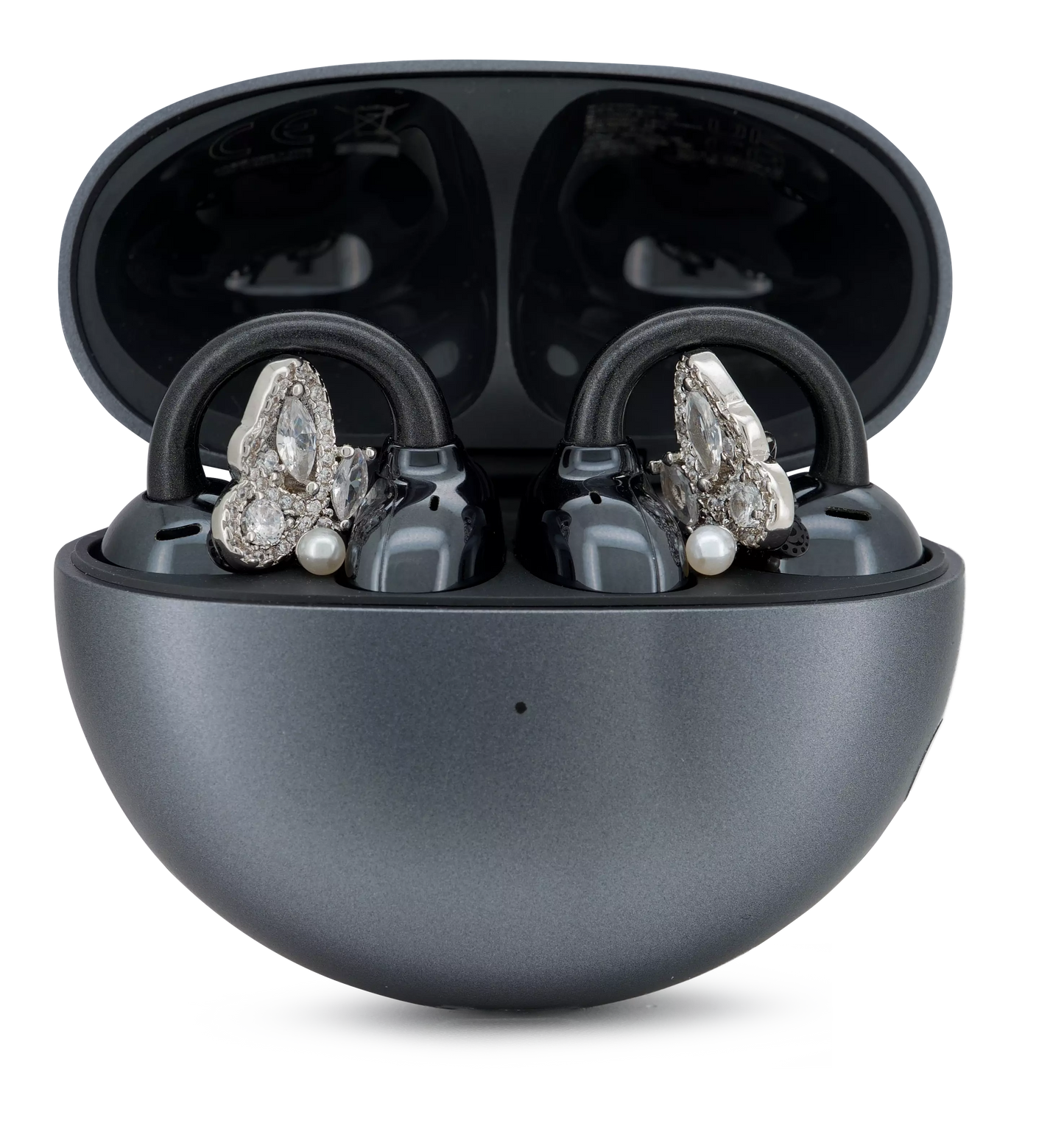 UltraCareX Open Earbud Charms - Butterfly Pearl Diamond Jewelry for HUAWEI FreeClip, Ear-clip earbuds, Clip Earbuds Decorative Accessory, Silver