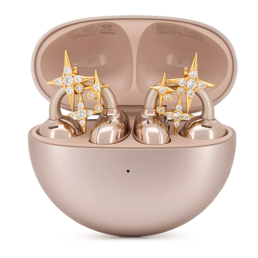 UltraCareX Open Earbud Charms - Cross Star Diamond Jewelry for HUAWEI FreeClip, Ear-clip earbuds, Clip Earbuds Decorative Accessory, Gold