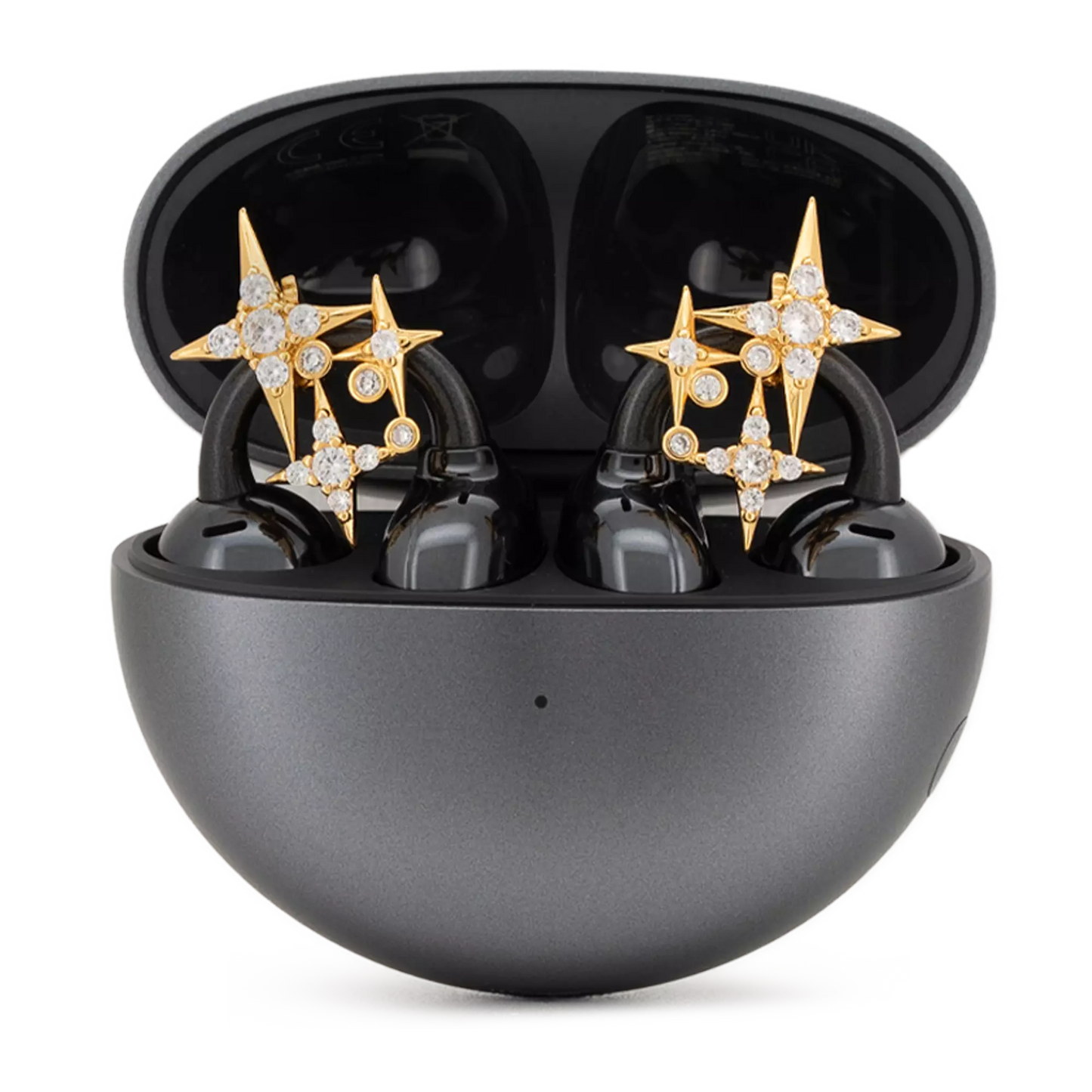UltraCareX Open Earbud Charms - Cross Star Diamond Jewelry for HUAWEI FreeClip, Ear-clip earbuds, Clip Earbuds Decorative Accessory, Gold