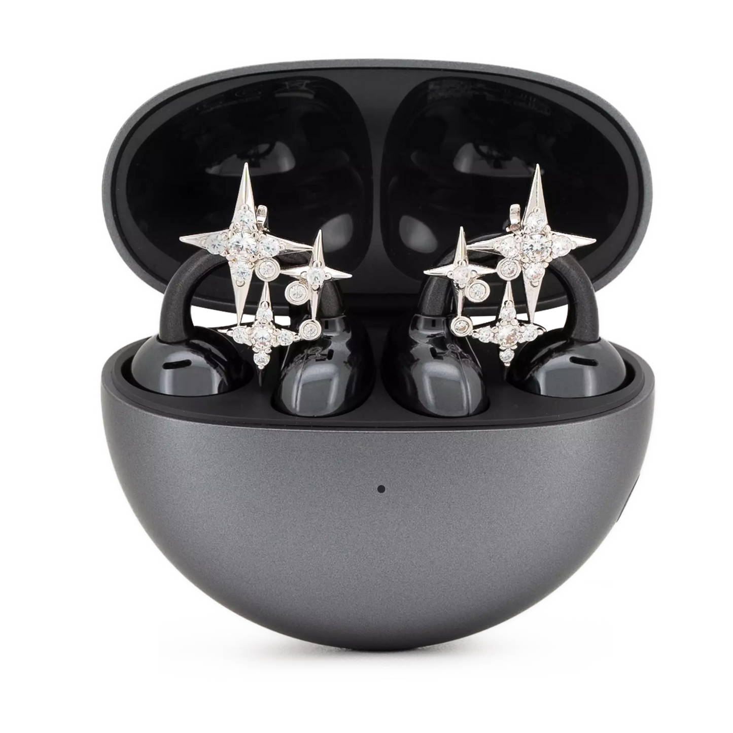 UltraCareX Open Earbud Charms - Cross Star Diamond Jewelry for HUAWEI FreeClip, Ear-clip earbuds, Clip Earbuds Decorative Accessory, Silver