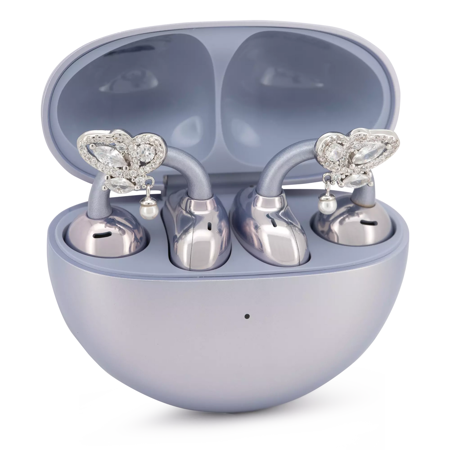 UltraCareX Open Earbud Charms - Butterfly Pearl Diamond Jewelry for HUAWEI FreeClip, Ear-clip earbuds, Clip Earbuds Decorative Accessory, Silver