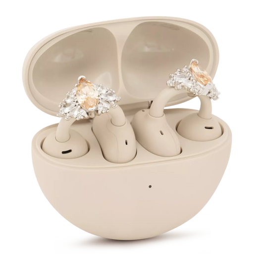 UltraCareX Open Earbud Charms - Marquise Diamond Jewelry for HUAWEI FreeClip, Ear-clip earbuds, Clip Earbuds Decorative Accessory, Champagne