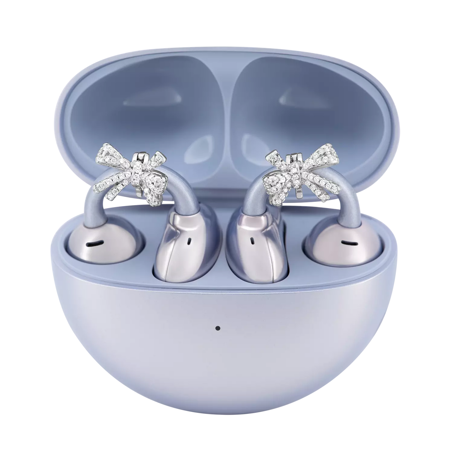 UltraCareX Open Earbud Charms - Mini Bow Tie Diamond Jewelry for HUAWEI FreeClip, Ear-clip earbuds, Clip Earbuds Decorative Accessory, Silver