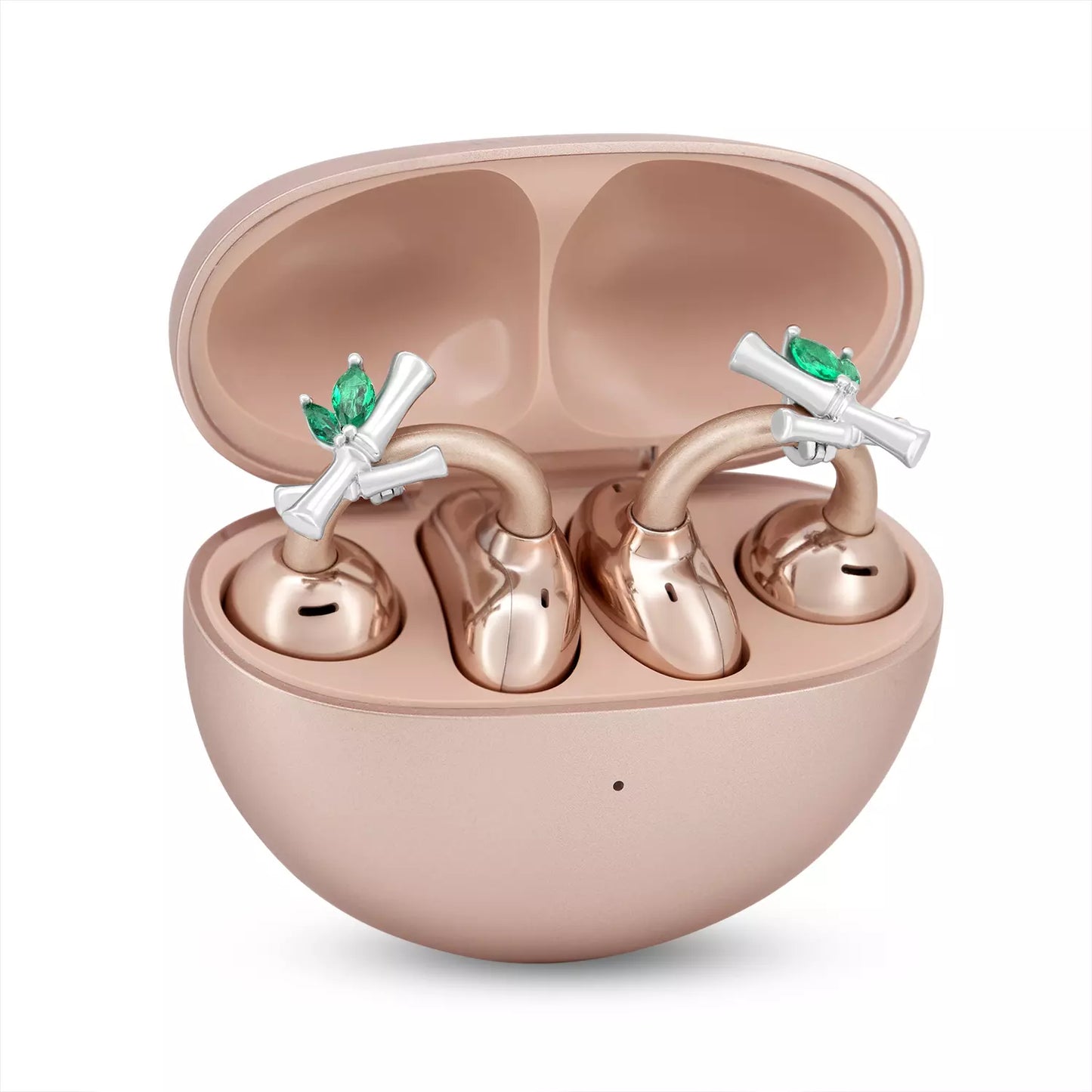 UltraCareX Open Earbud Charms - Bamboo Diamond Jewelry for HUAWEI FreeClip, Ear-clip earbuds, Clip Earbuds Decorative Accessory, Green