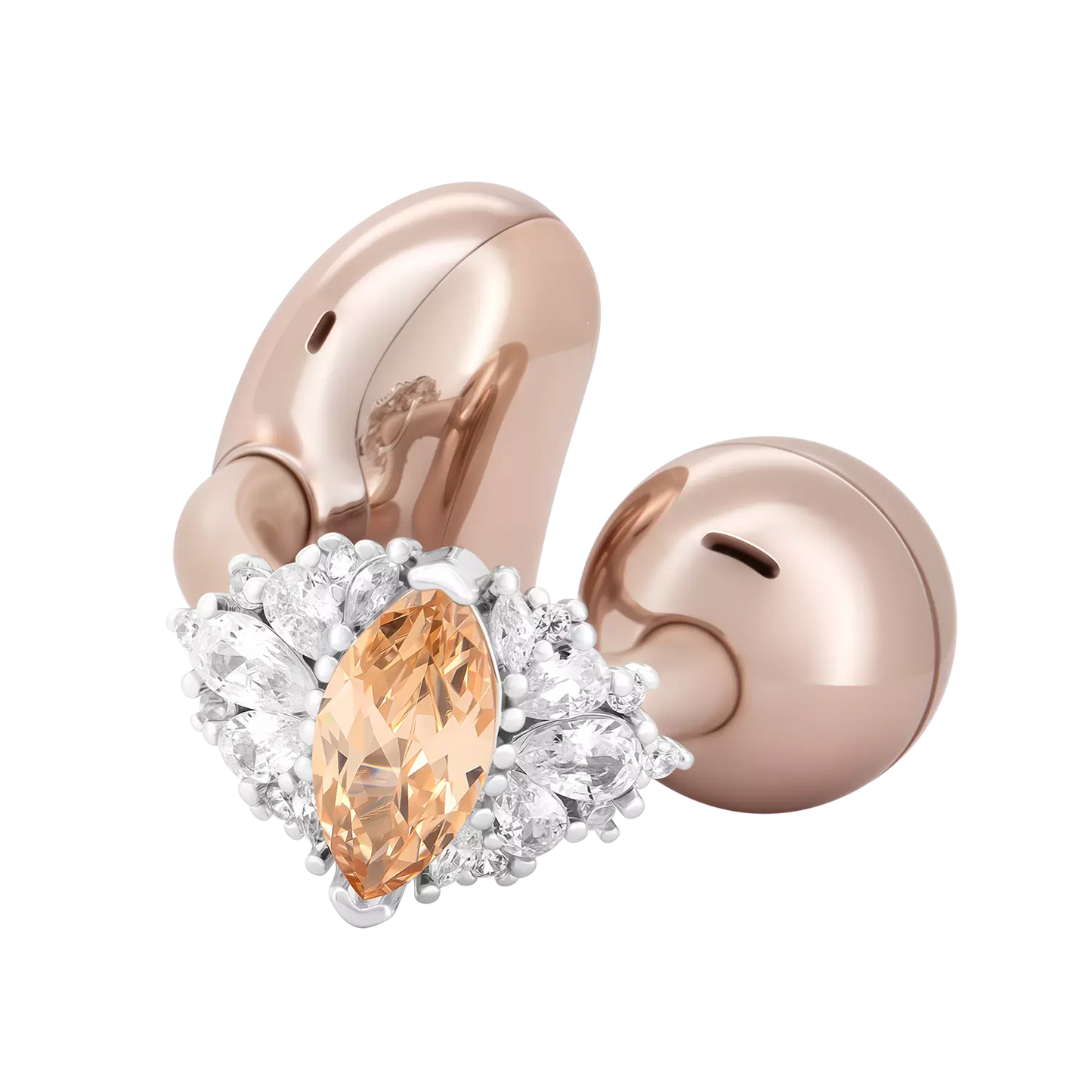 UltraCareX Open Earbud Charms - Marquise Diamond Jewelry for HUAWEI FreeClip, Ear-clip earbuds, Clip Earbuds Decorative Accessory, Champagne
