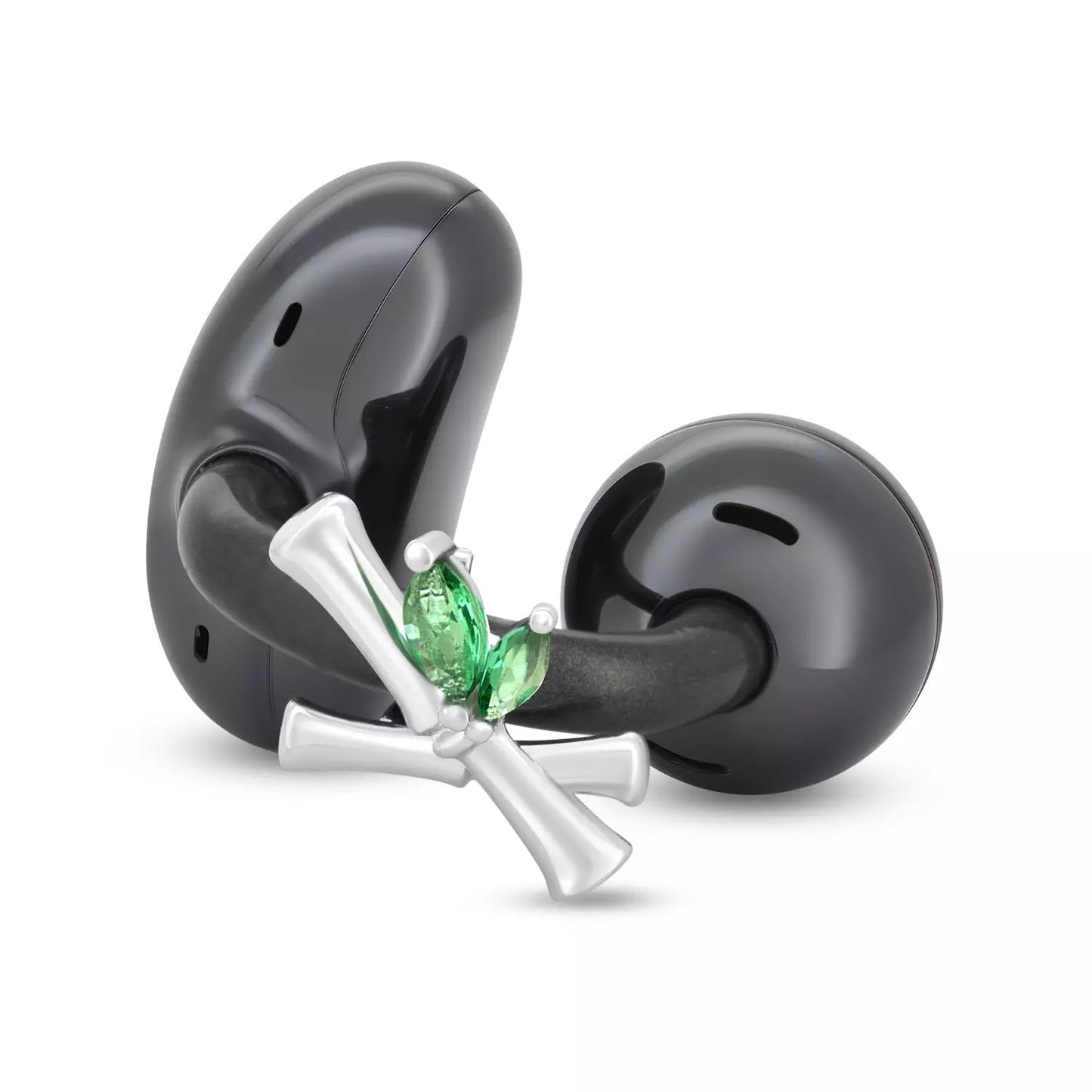 UltraCareX Open Earbud Charms - Bamboo Diamond Jewelry for HUAWEI FreeClip, Ear-clip earbuds, Clip Earbuds Decorative Accessory, Green