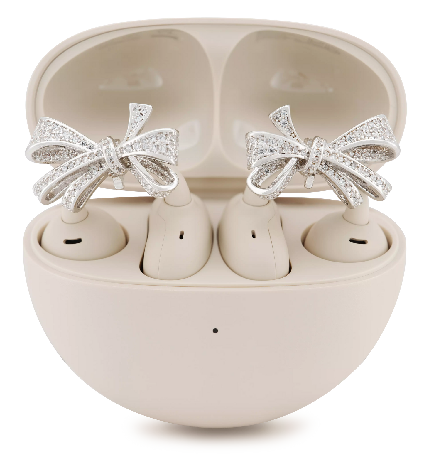 UltraCareX Open Earbud Charms - Bow Diamond Jewelry for HUAWEI FreeClip, Ear-clip earbuds, Clip Earbuds Decorative Accessory, Silver