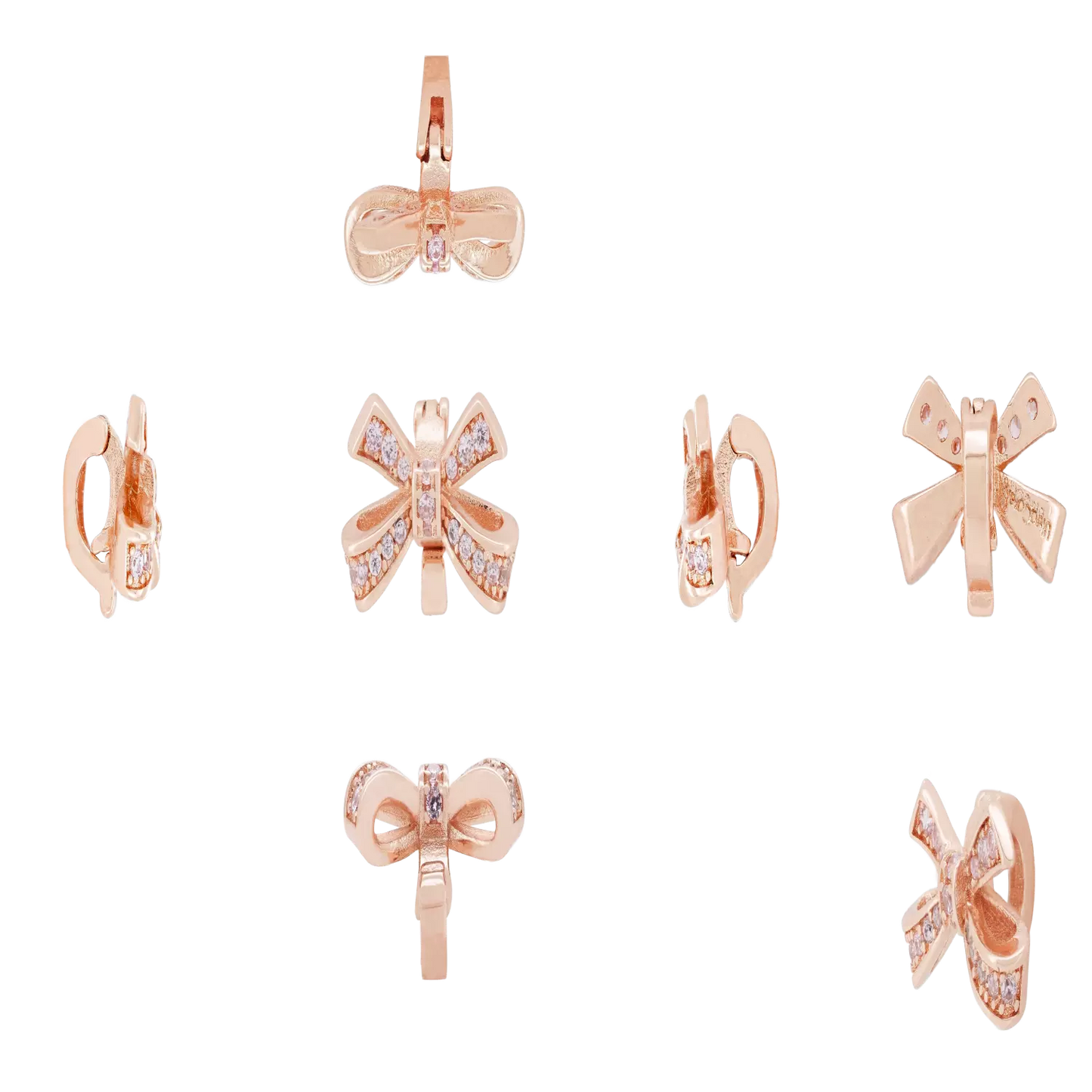 UltraCareX Open Earbud Charms - Cute Bow Tie Diamond Jewelry for HUAWEI FreeClip, Ear-clip earbuds, Clip Earbuds Decorative Accessory, Rose Gold