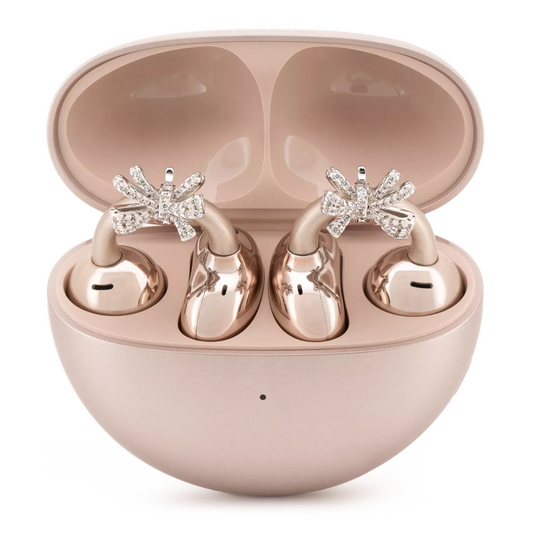 UltraCareX Open Earbud Charms - Mini Bow Tie Diamond Jewelry for HUAWEI FreeClip, Ear-clip earbuds, Clip Earbuds Decorative Accessory, Silver