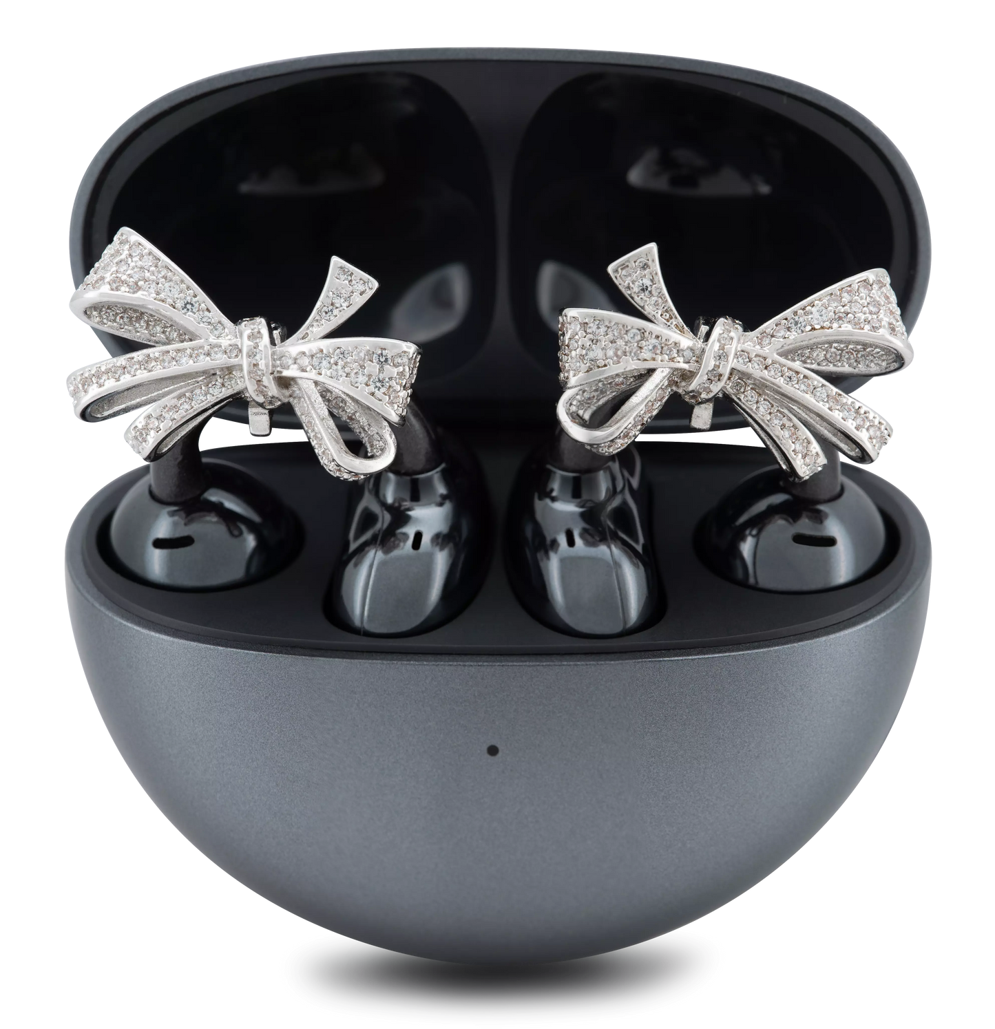 UltraCareX Open Earbud Charms - Bow Diamond Jewelry for HUAWEI FreeClip, Ear-clip earbuds, Clip Earbuds Decorative Accessory, Silver