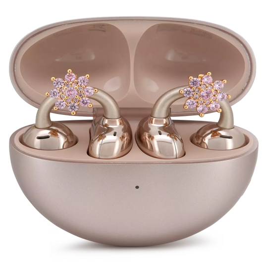 UltraCareX Open Earbud Charms - Lotus Diamond Jewelry for HUAWEI FreeClip, Ear-clip earbuds, Clip Earbuds Decorative Accessory, Gold