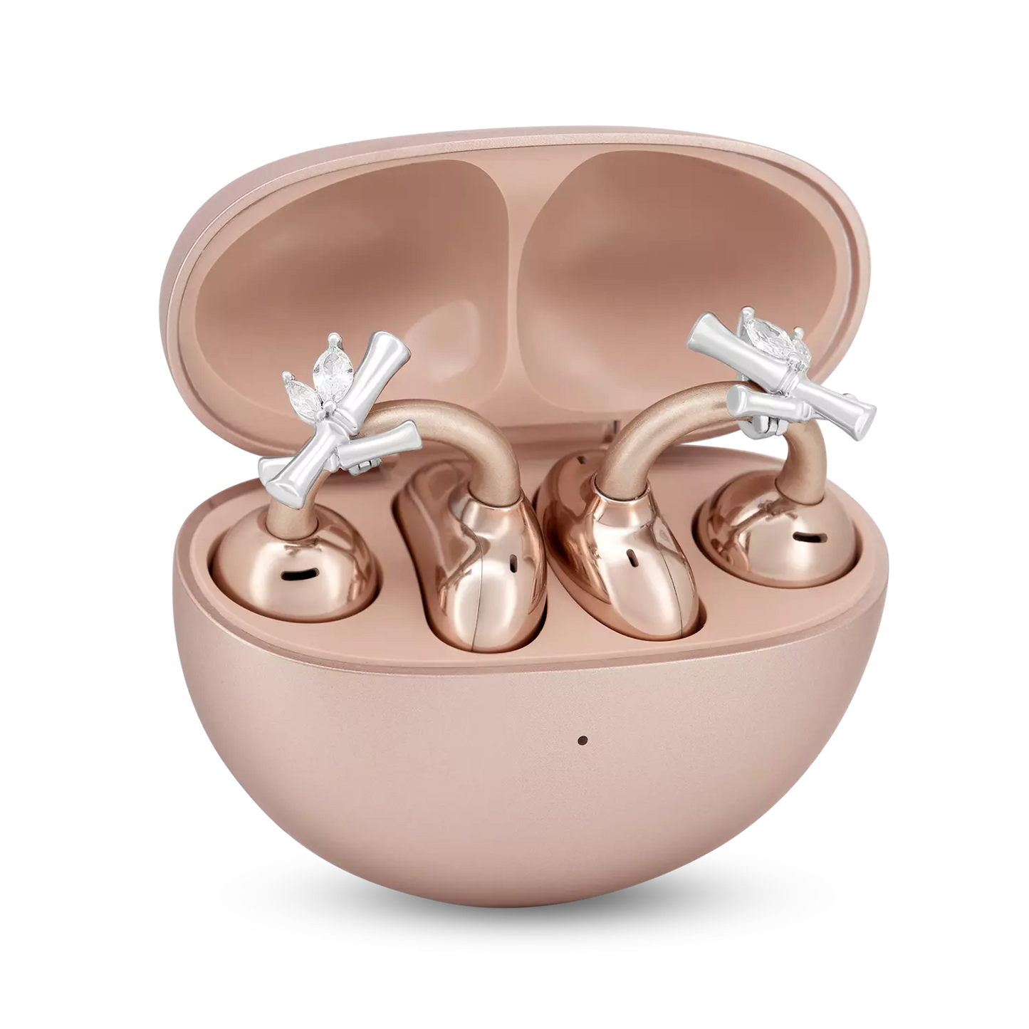 UltraCareX Open Earbud Charms - Bamboo Diamond Jewelry for HUAWEI FreeClip, Ear-clip earbuds, Clip Earbuds Decorative Accessory, Silver