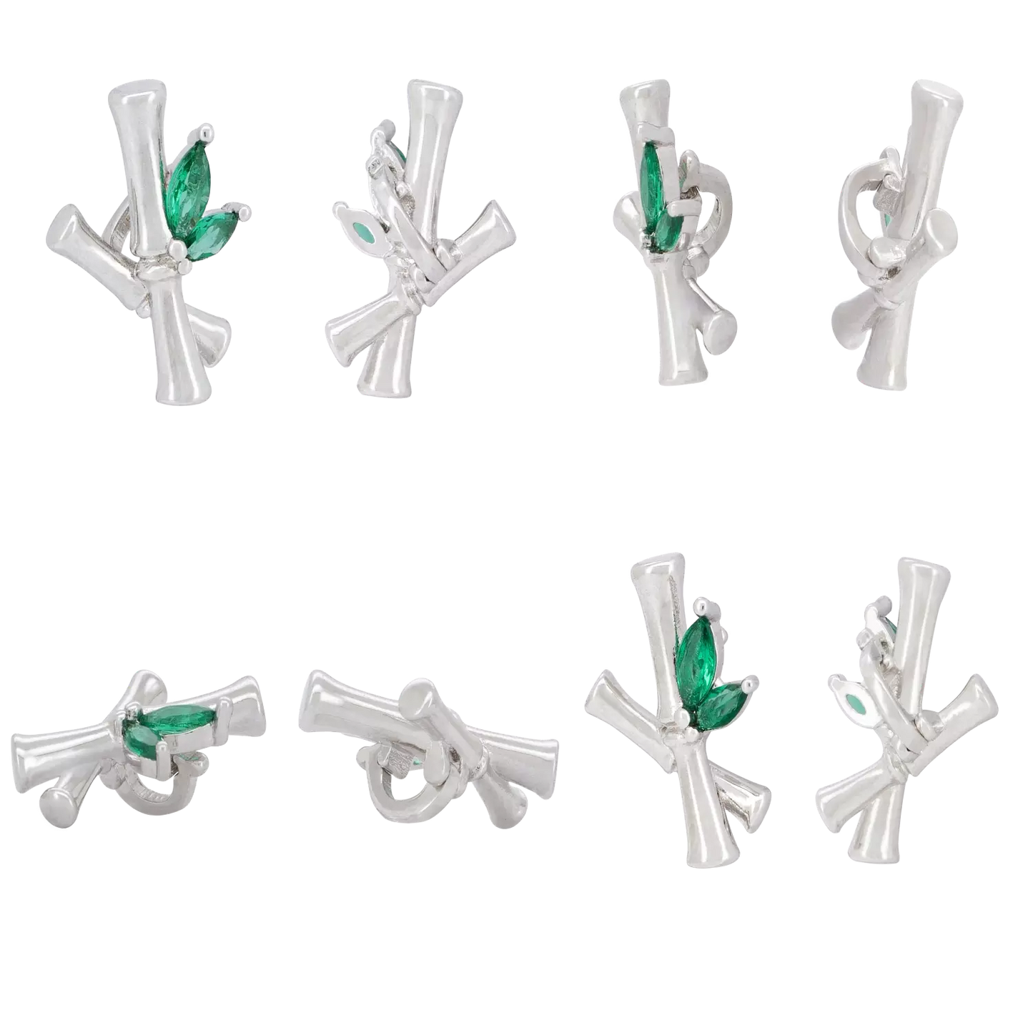 UltraCareX Open Earbud Charms - Bamboo Diamond Jewelry for HUAWEI FreeClip, Ear-clip earbuds, Clip Earbuds Decorative Accessory, Green