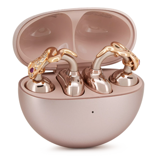 UltraCareX Open Earbud Charms - Snake Diamond Jewelry for HUAWEI FreeClip, Ear-clip earbuds, Clip Earbuds Decorative Accessory, Gold