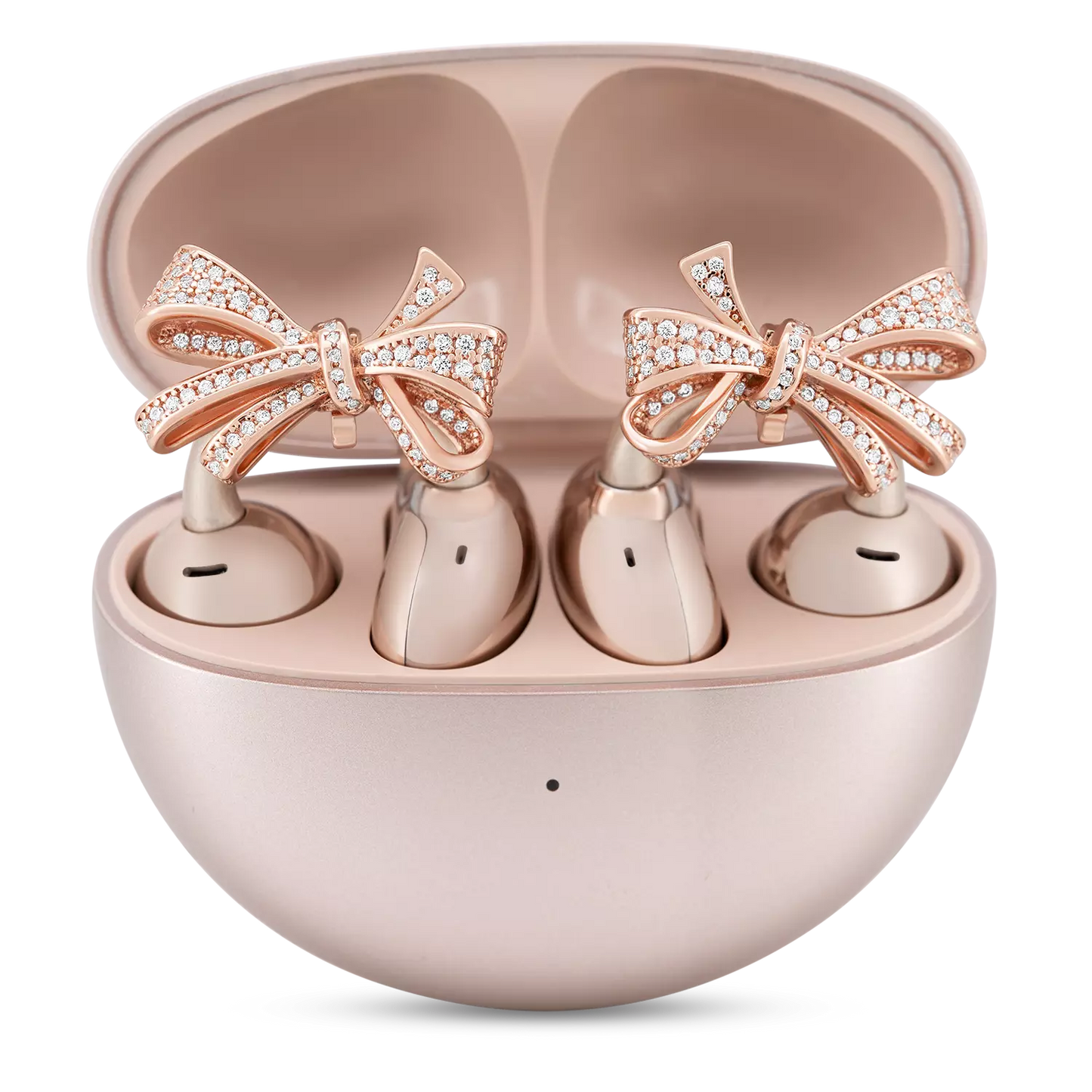 UltraCareX Open Earbud Charms - Bow Tie Diamond Jewelry for HUAWEI FreeClip, Ear-clip earbuds, Clip Earbuds Decorative Accessory, Gold Pink